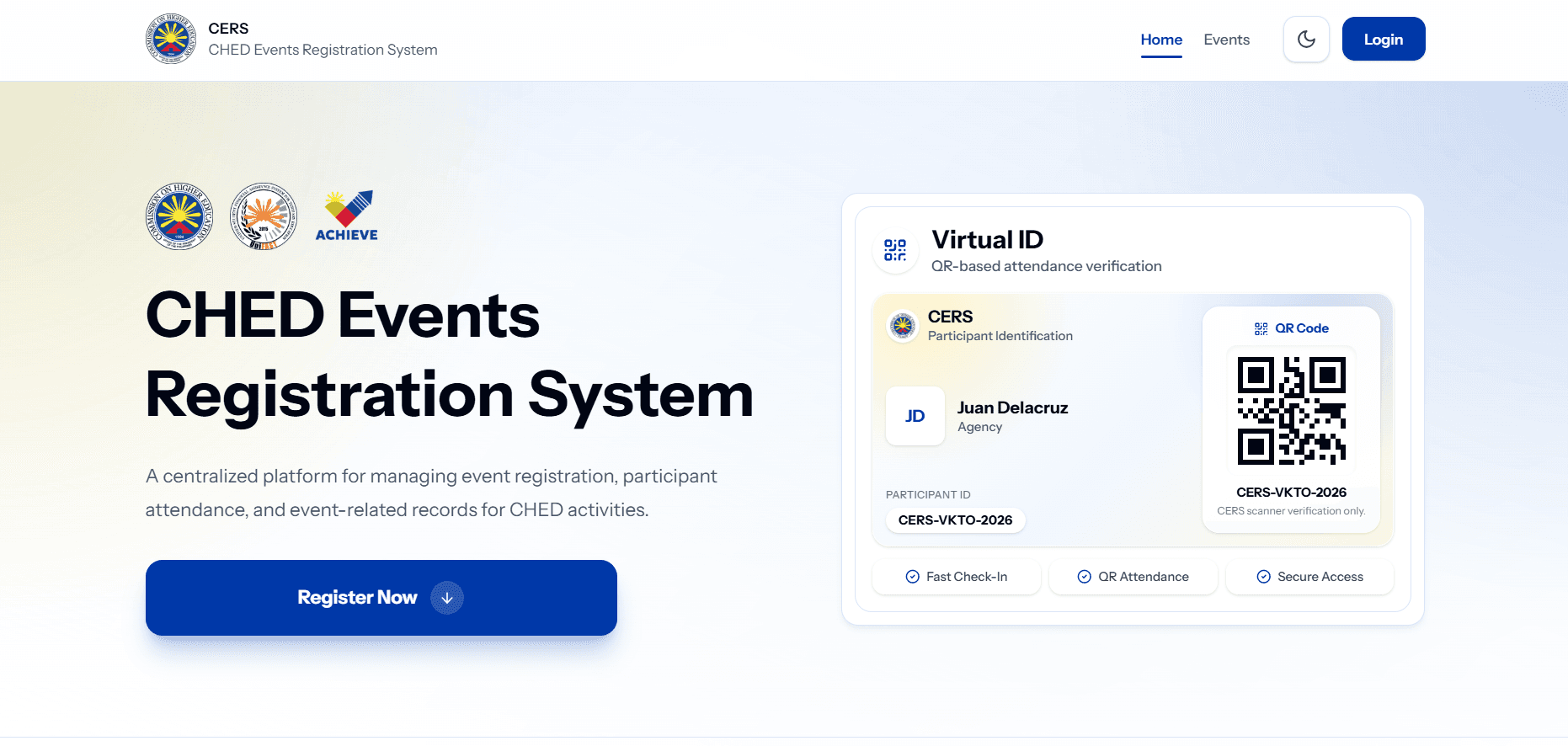 CHED Events Registration System (CERS) project preview