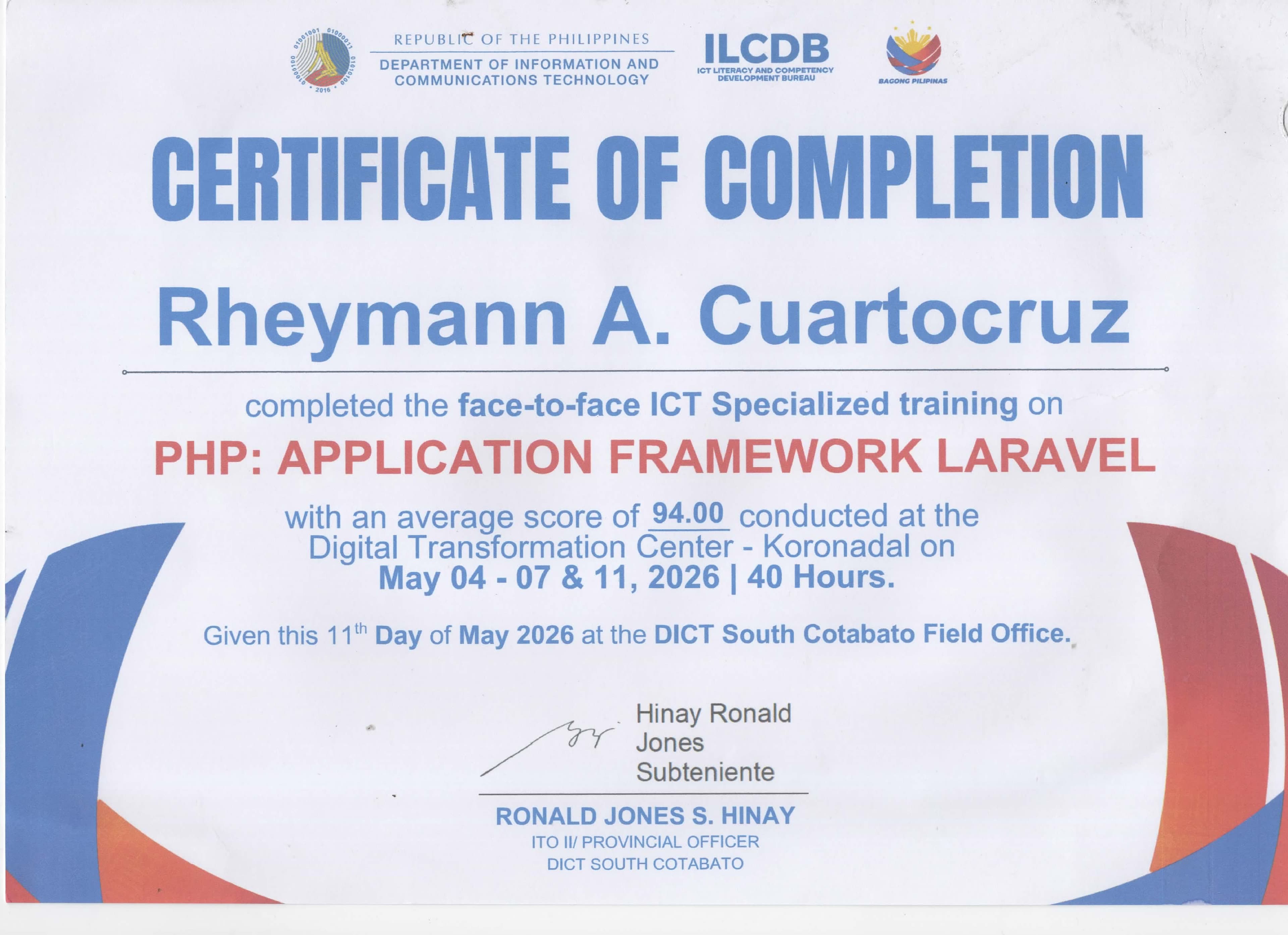 PHP: Application Framework Laravel certificate preview